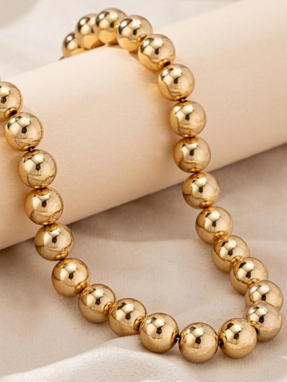 Gold Bead Ball Metallic Style Choker Necklace B03-25 - Picture 4 of 5
